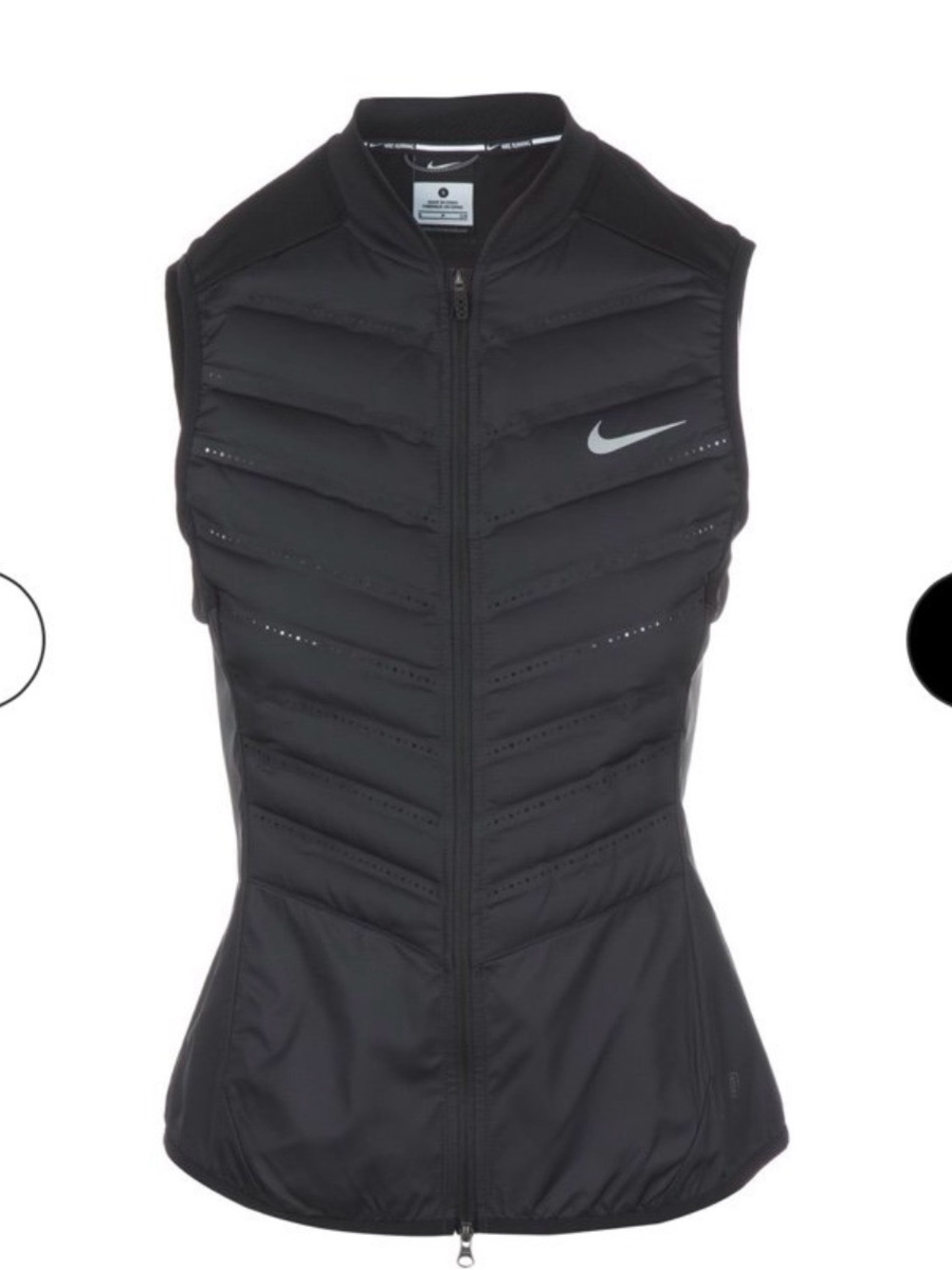 Nike running aeroloft 800 balck vest women’s size Xs